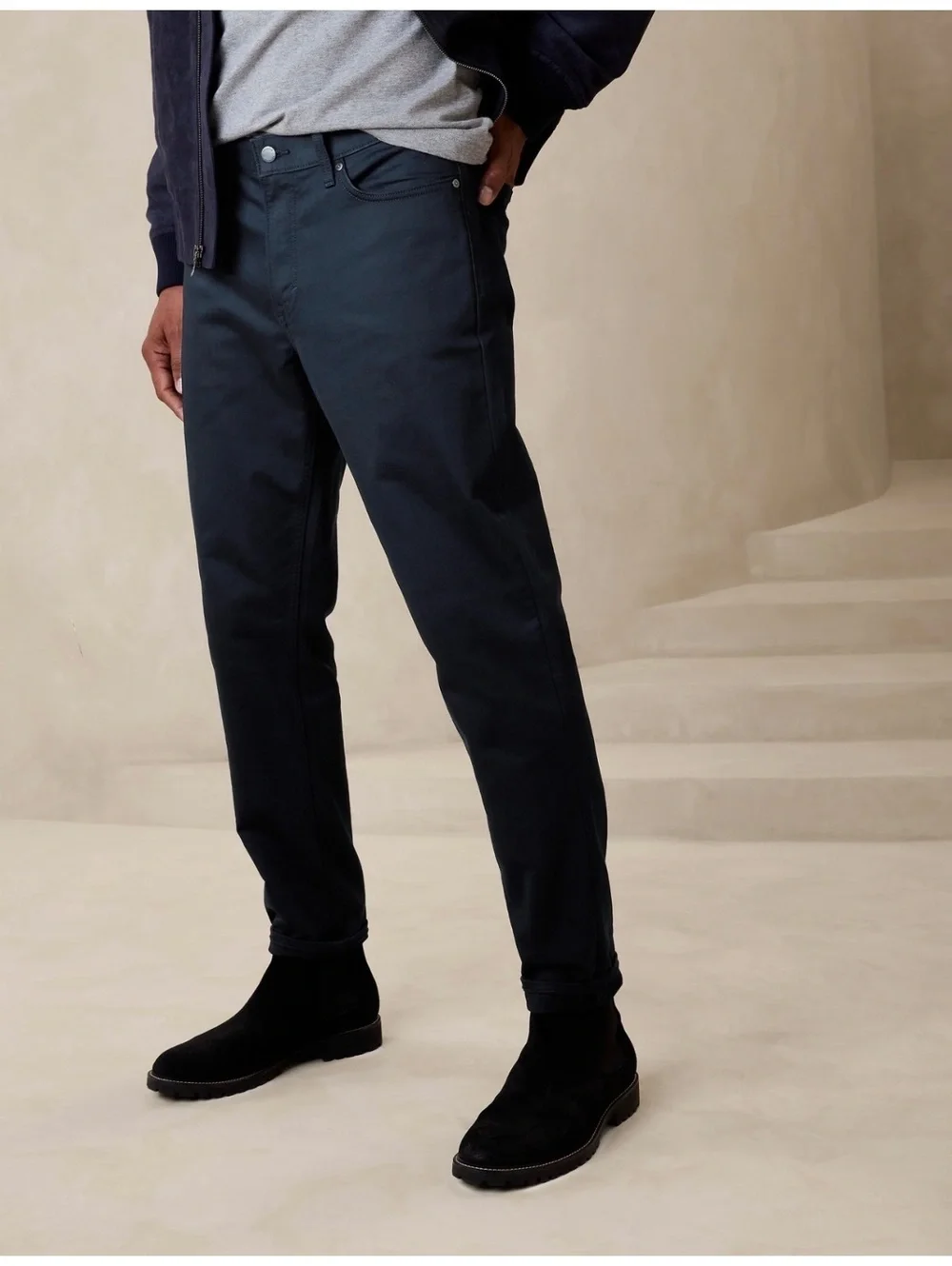Banana Republic Men’s 35x30 Travel Pants Athletic Fit Navy Blue Stretch 5 Pocket
